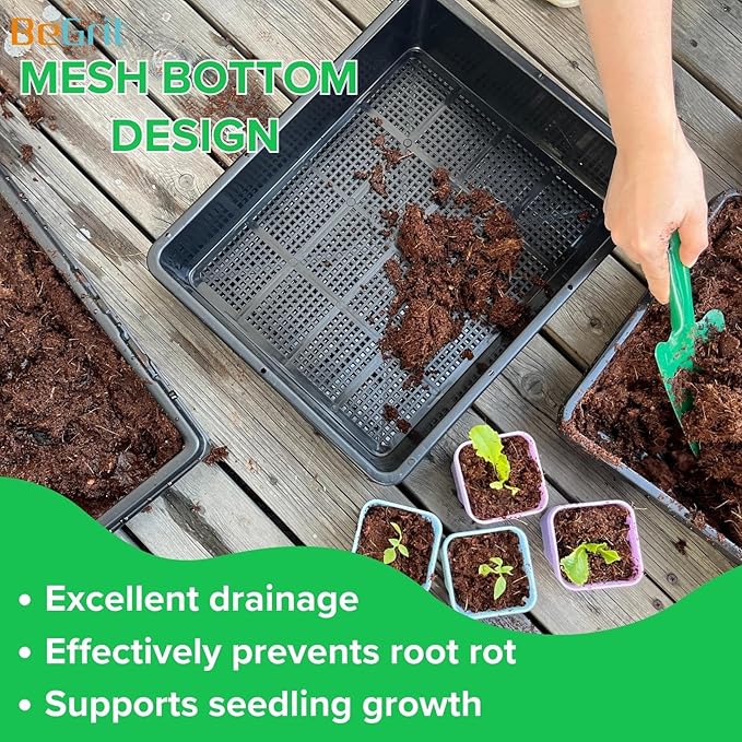 BeGrit Soil Blocking Trays 15x12 inch Seed Starter Trays 5 Pack Mesh Trays for Seedling, Microgreen, Soil Blocks, Wheatgrass