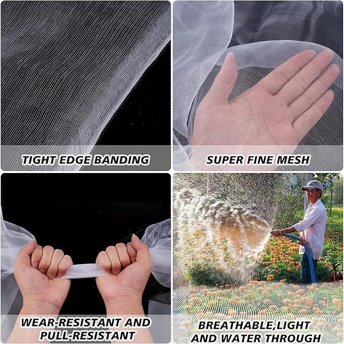 Garden Netting Mosquito Insect Birds Animals Barrier Protection Net Ultra Fine Garden Mesh Netting Plant Covers for Vegetable Plants Fruits Flowers Trees Greenhouse Row Cover(10×20 Ft)