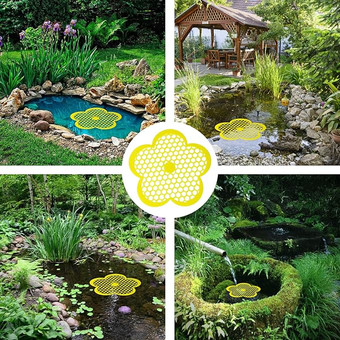 8 Pack Bee Watering Station, Flowers Shape Bee Waterer, Butterfly Watering Station, Floating Bees Island for Feeding Thirsty Pollinators Outdoors (Yellow)