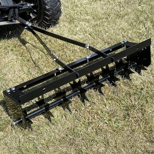 YITAMOTOR 32" Tow Spike Lawn Aerator, Manual Tow Behind Rolling Lawn Aerators with 8 Spikes, 100 LBS Heavy Duty ATV Core Aeration Black Tool for Lawn, Yard, Garden & Patio
