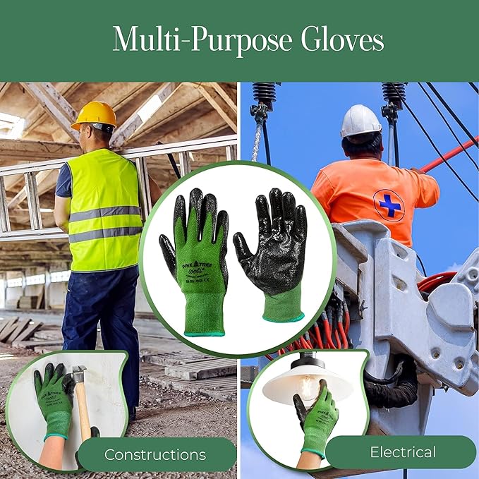 Pine Tree Tools Bamboo Gardening Gloves – Rubber Coated, Touchscreen Friendly, Breathable & Lightweight – for Men & Women