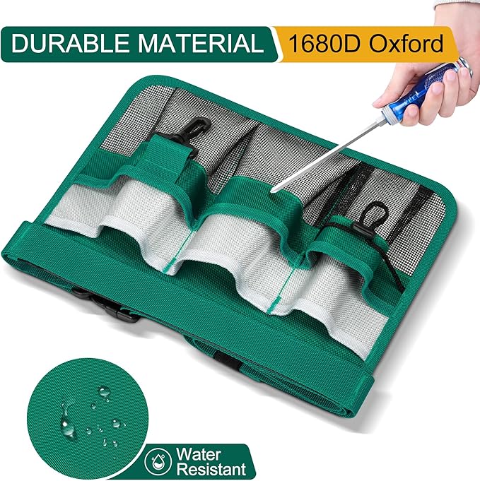 Garden Apron for Women, Adjustable Tool Belt with 8 Pockets - Heavy Duty Oxford Work Belt for Gardening, Construction (Green)
