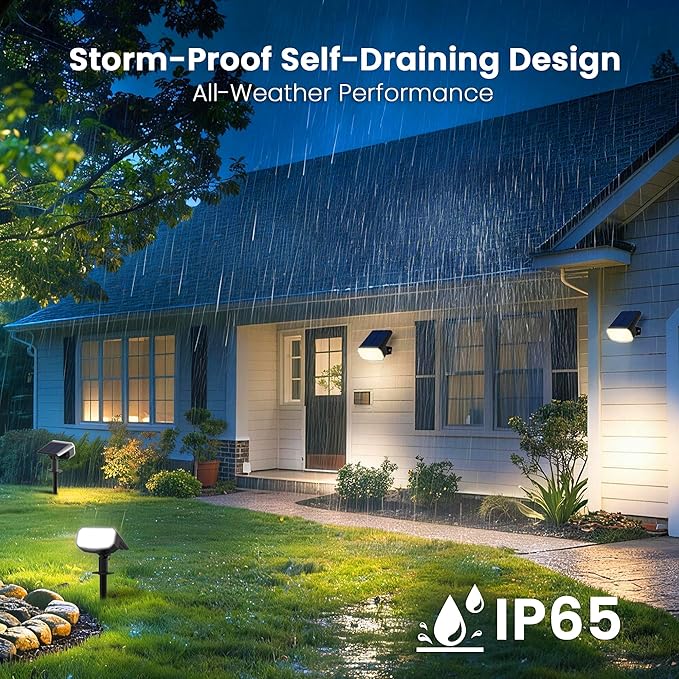 Solar Spot Lights Outdoor Waterproof IP65,4 Pack,Cool Light,2 Lighting Modes Selectable, Solar Powered Yard Garden Solar Spot Lights for Outside Landscape Auto On/Off