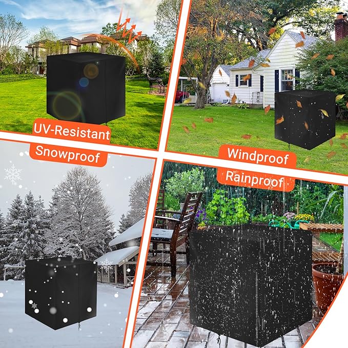 IBC Tote Cover, Outdoor Water Tank Covers Waterproof, 275 Gallon for 420D 1000L Garden Water Tank and Rain Barrel (Black)