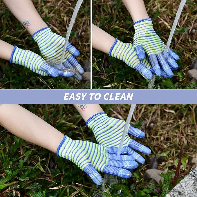 Gardening Gloves for Women - Breathable Rubber Garden Gloves, Outdoor Protective Working Gloves (12 Pairs)