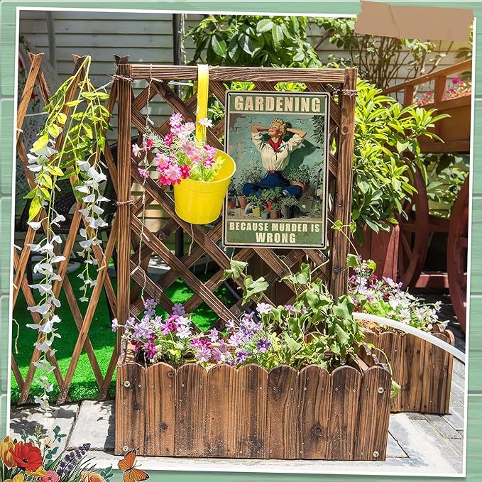6 Pcs Funny Metal Garden Signs for Outside Garden Outdoor Decor 12 x 8 Inches Vintage Tin Signs Gardening Gifts for Women Christmas Gifts Wall Decoration Lover Greenhouse Backyard Room Decor
