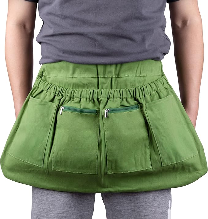 codree Harvest Apron for Garden Vegetable-Adjustable Harvest Picking Apron with 4 Pockets for Gardeners Pick Fruit Weeding