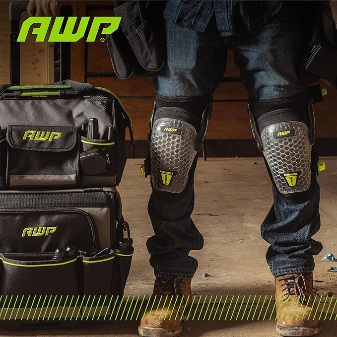 AWP Gel Pro Comfort Hinge Knee Pads for Carpet Tile, Sub-Floor/Underlayment, Landscaping & Gardening with Gel/Foam Padding for All-Day Support & Stability, Men and Women, One Size | L-22387-V5