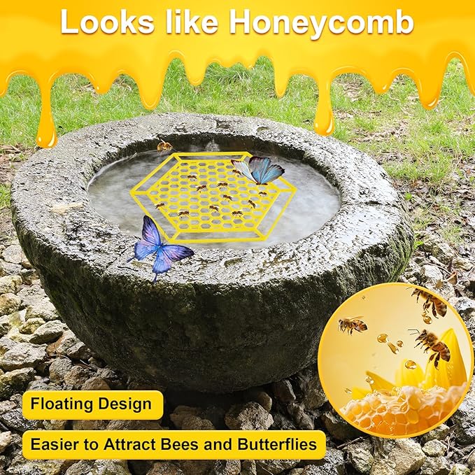 4 Pack Floating Bee Island, 7.1 Inch Bee Watering Station, Bee Bath Bee Drinking Station Bee Waterer and Butterfly Water Stations Butterfly Feeders for Outdoors Thirsty Pollinators Feeding