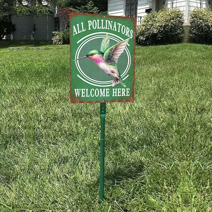 Vintage Garden Signs pesticide free bird & pollinator habital Retro Yard Metel Tin Signs outdoor Aluminium Wall Decor