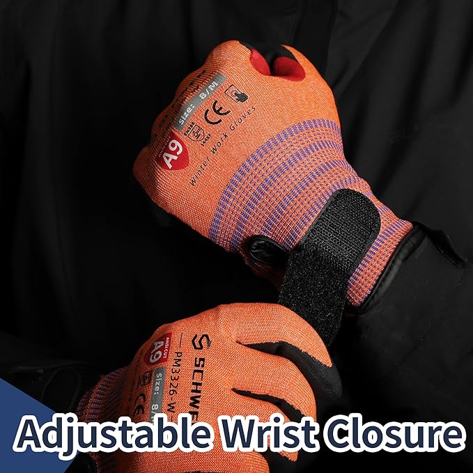 Schwer FreezeGuard-X Winter Work Gloves for Men and Women, ANSI A9 Cut Resistant Gloves for Extreme Protection, Freezer Glove With Super Grip, Touchscreen, Thermal Insulated, PM3326-W (XL,1 Pair)