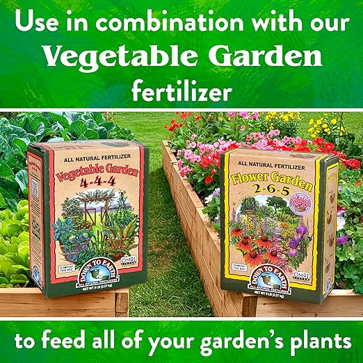 Down To Earth All Natural Fertilizers Organic Flower Garden - Plant Food for Blooming Annuals, Perennials and Flowering Shrubs 2-6-5, 15 lb