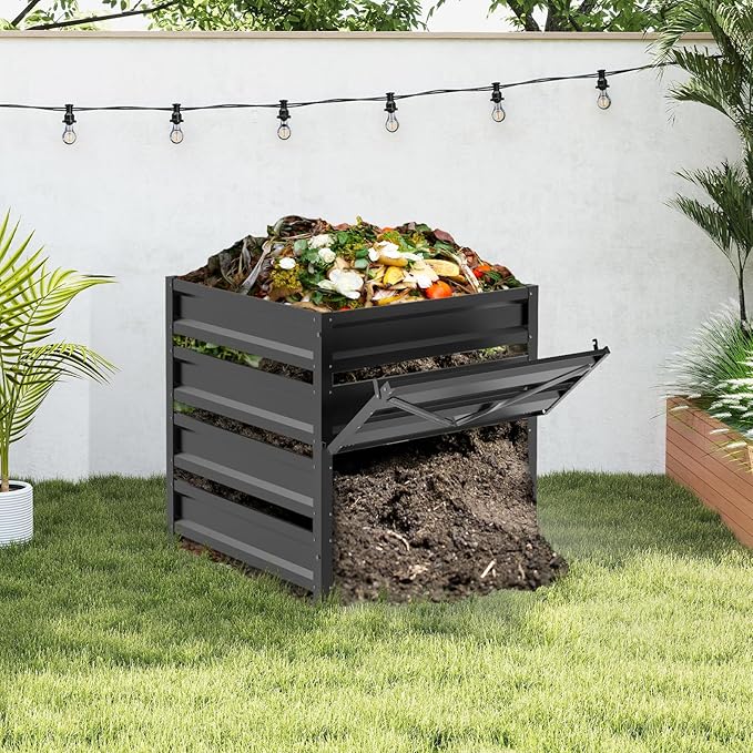 Compost Bin Outdoor -170 Gallon Composter with Rust-Proof Coating, Painted Finish, Large Compost Bin for Producing Fertilizer from Kitchen Waste and Fallen Leaves