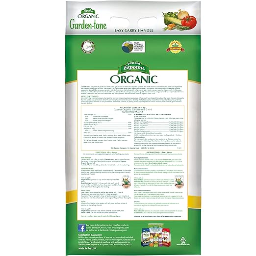 Espoma Organic Garden-Tone 3-4-4 Organic Fertilizer for Cool & Warm Season Vegetables and Herbs. Grow an Abundant Harvest of Nutritious and Flavorful Vegetables – 18 lb. Bag - 2 Pack