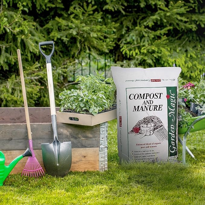 Michigan Peat 40 Pound Garden Magic Compost and Manure with Odor Free Blend and Naturally Moist and Fibrous for Lawn and Garden, 60 Pack