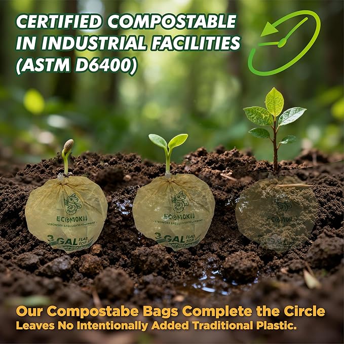 EcoMokii Compostable Trash Bags 3 Gallon, 120 Count, Extra Thick 0.8 Mil Small Compost Bags for Kitchen Countertop Bin, Unscent Food Scrap Bag Certified by BPI & OK Compost Home