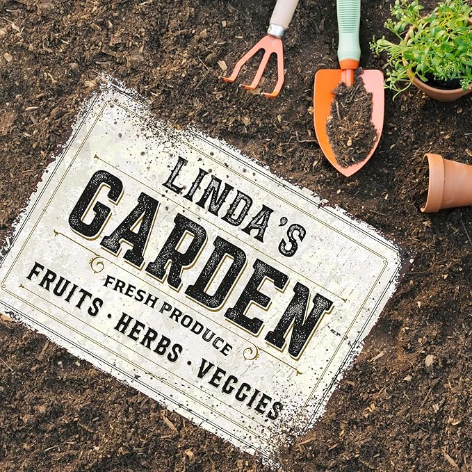 Custom Garden Fresh Produce Sign, Personalized Rustic Name for Backyard, Farm and Décor Sign, 12x18 Inches, Rust Free .063 Aluminum, Fade Resistant, Made in USA by Sigo Signs