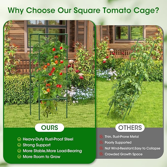 2 Pack Tomato Cage for Garden Support, 43 inch Tall Adjustable Plant Support Stakes, Tomato Trellis Extra Bold for Climbing Vegetables Plants Flowers