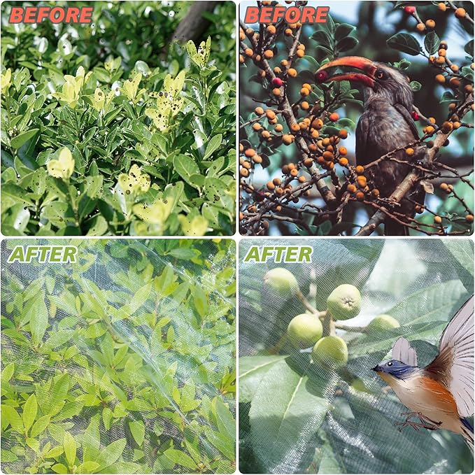 Garden Netting Mosquito Insect Birds Animals Barrier Protection Net Ultra Fine Garden Mesh Netting Plant Covers for Vegetable Plants Fruits Flowers Trees Greenhouse Row Cover(10×50 Ft)