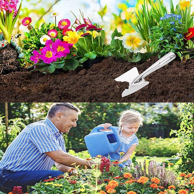 Garden Shovel with Measurement Mark, Sturdy Heavy Duty Gardening Tool Trowel/Hand Shovel/Garden Spade Transplanting and Digging in Garden Beds
