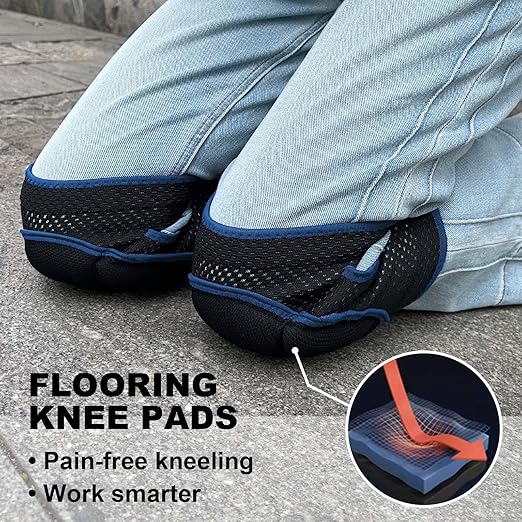 Garden Knee Pads for Women, Mens Knee Pad for Cleaning Floors, Breathable Gardening Knee Protector for Yard Tile Concrete Work, Adjustable Knee Cushion with Elastic Straps for Adult, Blue Small