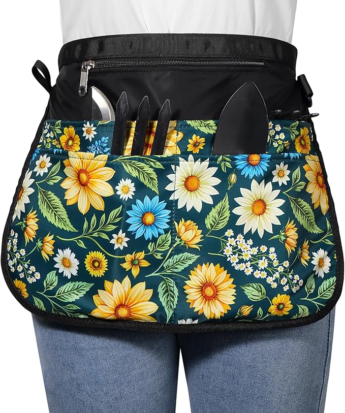 Garden Apron for Women with 5 Pocket,Half Florist Apron Harvesting Apron
