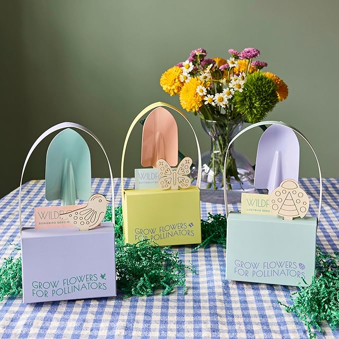 Modern Sprout Pollinator Garden Gift Set - Easter Gifts for Kids, Educational Gardening Tools for Little Gardeners - Eco-Friendly Kids Gardening Set w/Trowel, Wooden Markers & Wildflower Seeds (3pk)
