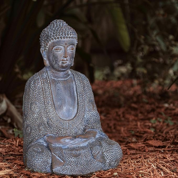 Buddha Statue Outdoor,Zen Garden Decor Buddha Sculpture for Home Meditation Decor Buda Decoration for Patio Desk Porch Yard Art Resin Decoration