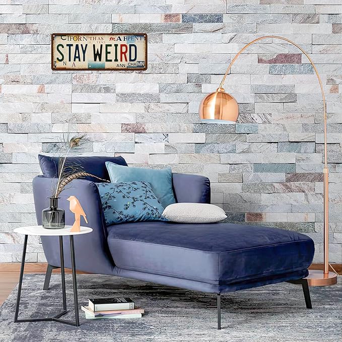 Funny Metal Signs Stay Weird-Street Signs Bar Gifts for Men,Horror Wall Decor for Home Bar Pub Club Garage Man Cave Decor 4X16 Inches