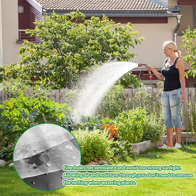 6 Pack Bird Netting for Garden Protection,Garden Netting Pest Barrier with Drawstring,3.3Ft x 2.6Ft Plant Covers Insect Bird Barrier Netting Mesh for Vegetables,Friut,Tree,Blueberry,Bushes,Tomato