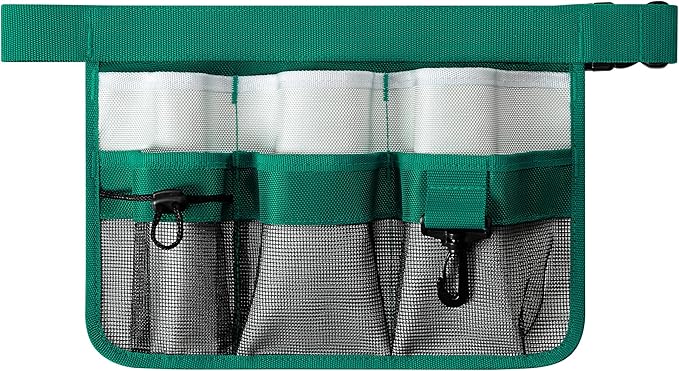 Garden Apron for Women, Adjustable Tool Belt with 8 Pockets - Heavy Duty Oxford Work Belt for Gardening, Construction (Green)