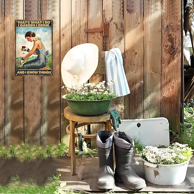 Bestylez Gardening Gifts Vintage Gardening Sign That's What I Do I Garden Tin Sign for Home Garden Greenhouse Living Room Bedroom Yard Backyard Outdoor Decor 8X12 Inch (3166)