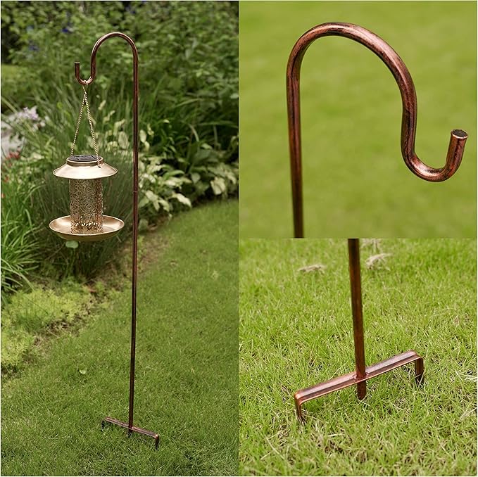 EXCMARK Shepherd Hook 48 inch 1/2 inch Thick Use at Weddings, Hanging Solar Lights, Lanterns, Bird Feeders, Metal Hanger Hook. (Bronze, 48 inch) U.S. Patent.