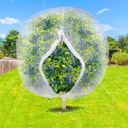Tree Netting Bird Netting Cover 10 x 10 Ft Large Heavy Duty Garden Plant Protection Net with Zipper & Drawstring for Tomato, Blueberry, Fruit & Vegetable Trees
