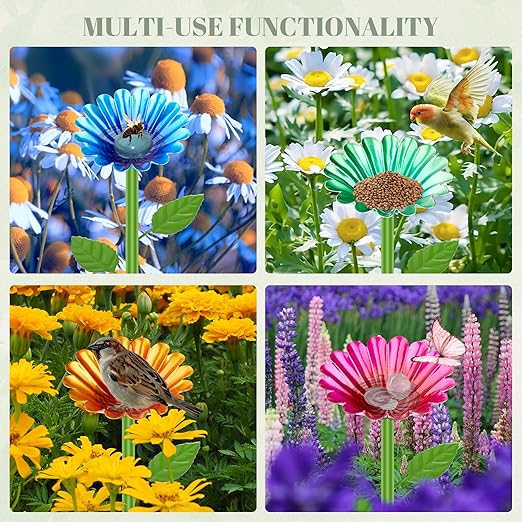 Bee Watering Station for Garden, Bee Feeders for Outside – Metal Flower-Shaped Bee and Butterfly Waterer – Outdoor Pollinator Water Feeder, Bees Baths Garden Yard Decor