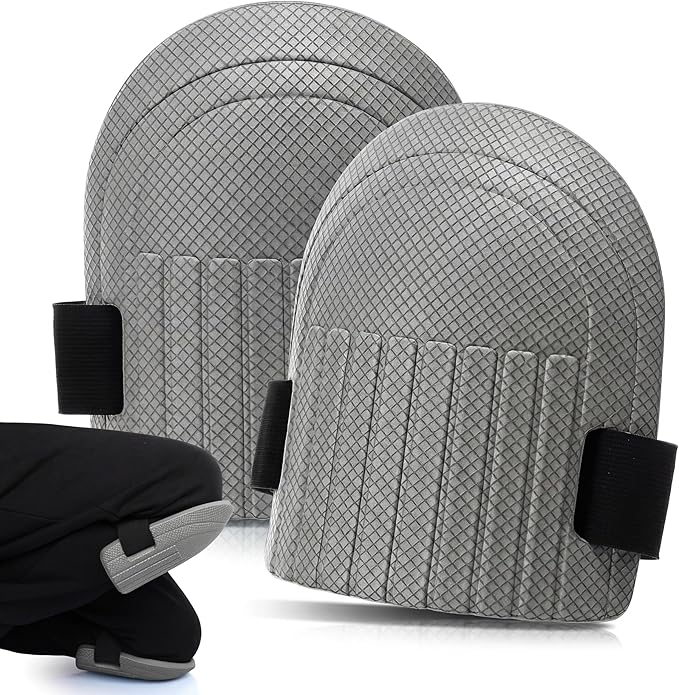 Gardening Knee Pads for Women and Men Lightweight Waterproof Foam Knee Pads for Gardening and Housework with Adjustable Hook'n'Loop Straps(Grey)