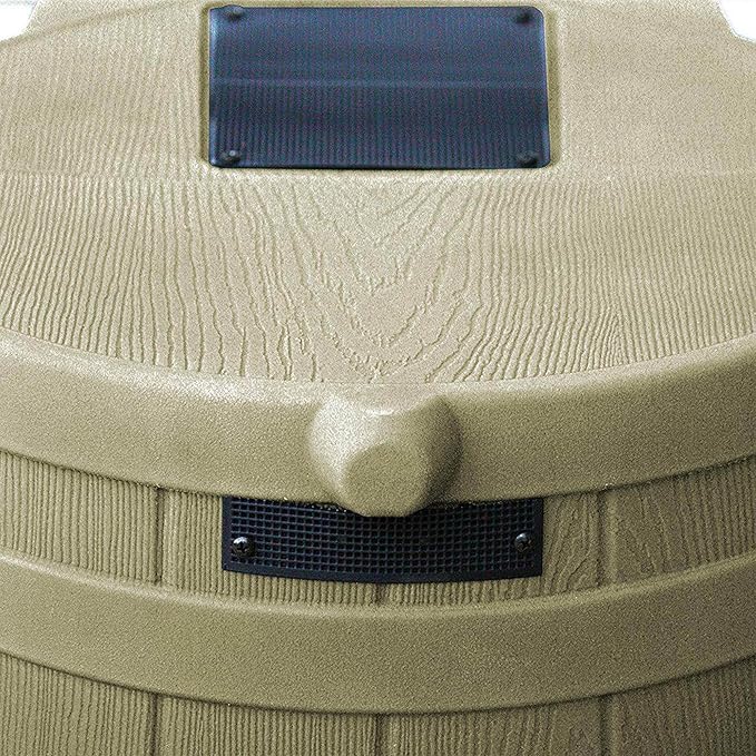 Good Ideas Rain Wizard 50 Gallon Plastic Outdoor Home Rain Barrel Water Storage Collector with Brass Spigot and Flat Back Design, Khaki (3 Pack)