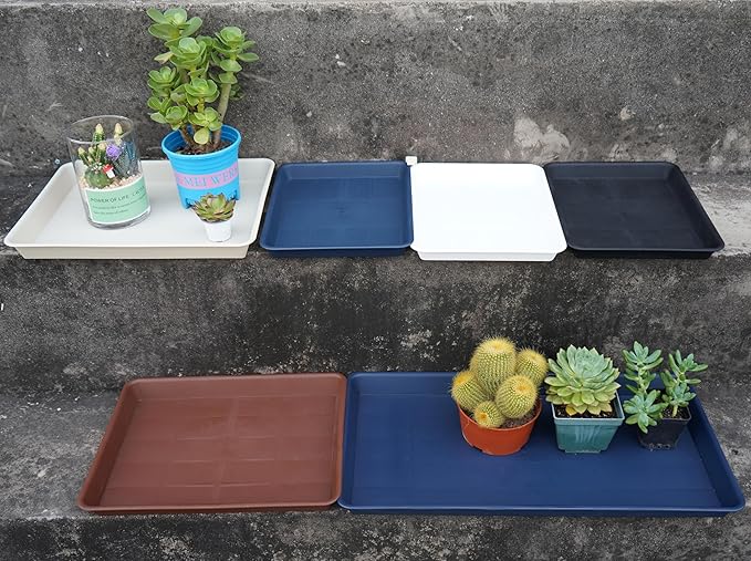 Rectangle Plant Tray, Plant Drip Tray, Plant Pot Saucers, Plant Germination Trays, Plant Saucers, 14.5'' x 11'' x 1.5'' (2 pack), Gray