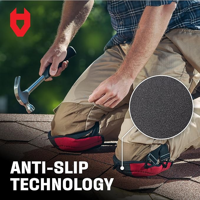 NoCry Non-Slip Work Knee Pads for Men and Women with Thick Soft Foam Padding, Strong, Adjustable Straps and Easy-to-Use Buckle Clips — Stay in Place While You Move — Perfect for Flooring or Gardening