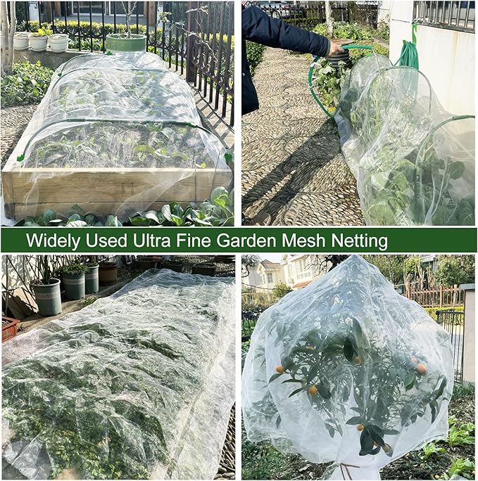 Garden Netting 10'x16', Protection Mesh Netting Plant Cover, Ultra Fine Barrier Nets for Row Covers Greenhouse Raised Bed, Vegetable Fruits Crop Screen Keep Animals Birds Away