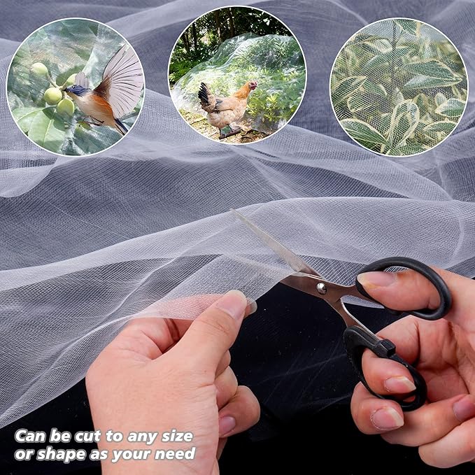Garden Netting,8x33Ft Mosquito Insect Birds Animals Barrier Protection Net Ultra Fine Garden Mesh Netting Plant Covers for Vegetable Plants Fruits Flowers Trees Greenhouse Row Cover