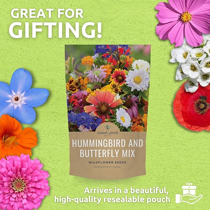 Bulk Wildflower Seeds Butterfly and Hummingbird Mix - 1 Pound Bag - Over 120,000 Open Pollinated Annual and Perennial Seeds