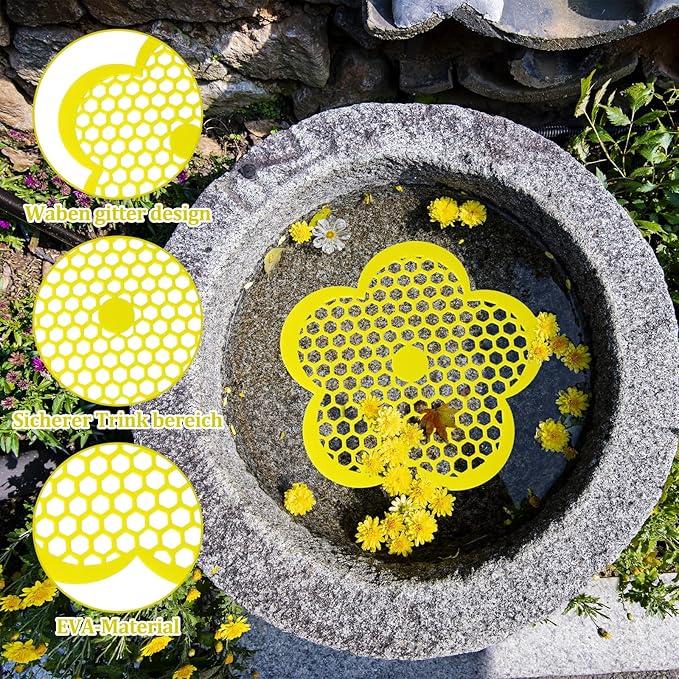 8 Pack Bee Watering Station, Flowers Shape Bee Waterer, Butterfly Watering Station, Floating Bees Island for Feeding Thirsty Pollinators Outdoors (Yellow)