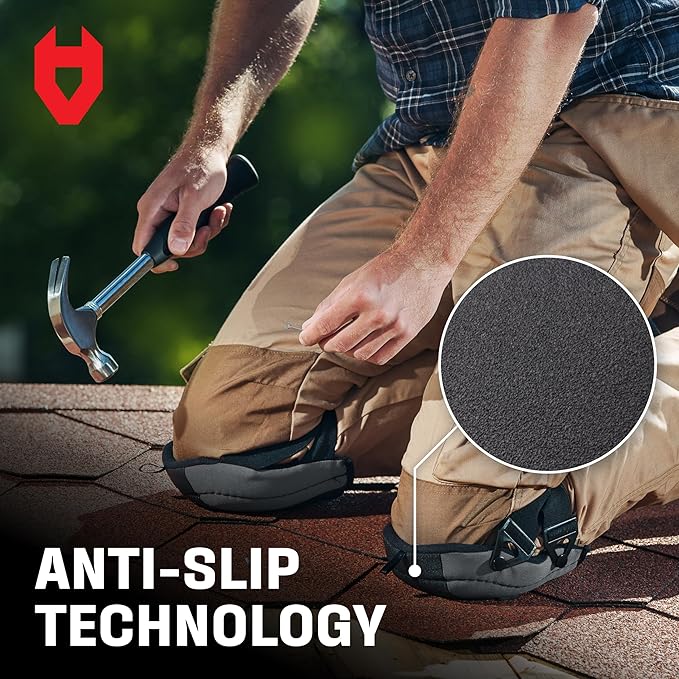 NoCry Non-Slip Work Knee Pads for Men and Women with Thick Soft Foam Padding, Strong, Adjustable Straps and Easy-to-Use Buckle Clips — Stay in Place While You Move — Perfect for Flooring or Gardening