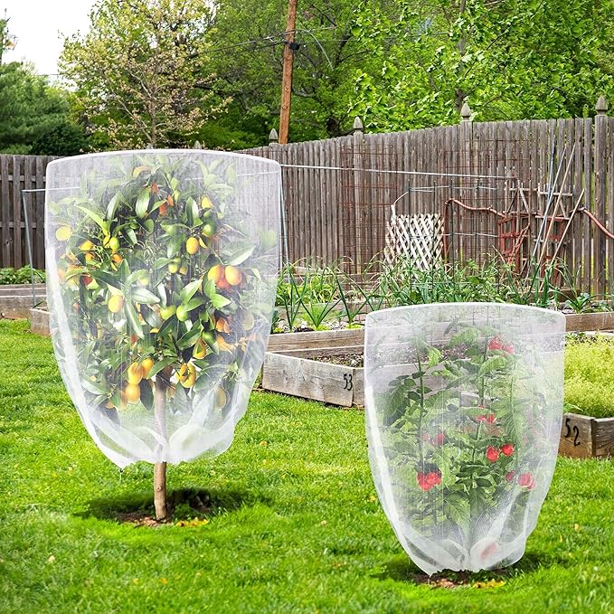 Tree Netting Bird Netting Cover 2.6 x 3.3 Ft, 4 x 6 Ft Large Heavy Duty Garden Plant Protection Net with Zipper & Drawstring for Tomato, Blueberry, Fruit & Vegetable Trees