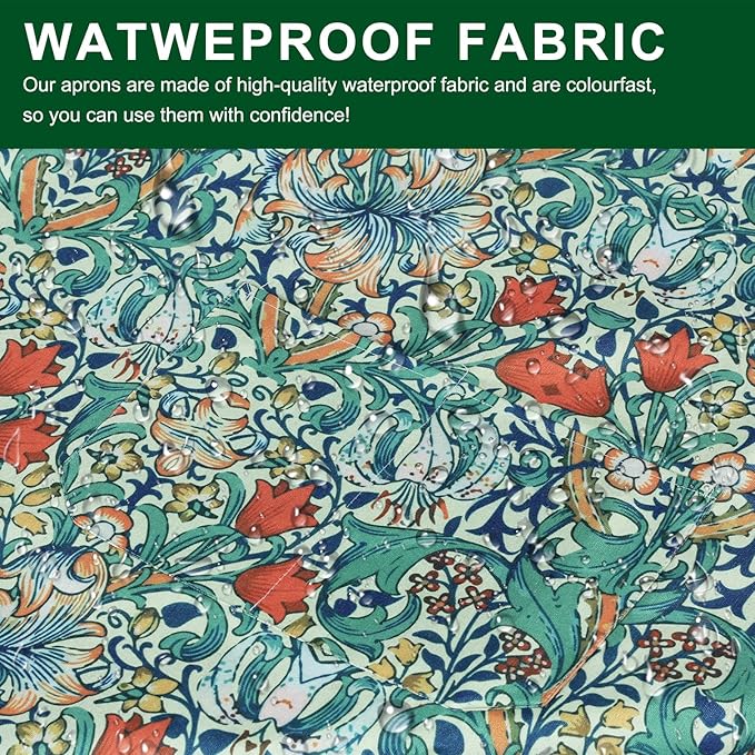 3 Pack Waterproof Floral Aprons for Women, Adjustable Strap Apronwith Pocket Multi-Use for Kitchen, Art, Garden