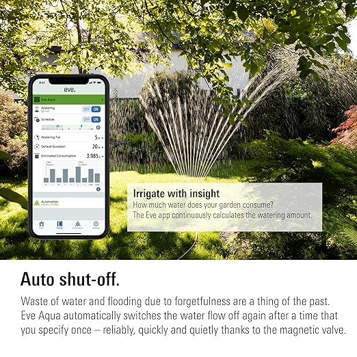 Eve Aqua – Smart Water Controller for Apple Home app or Siri, irrigate Automatically with schedules, Easy to use, Remote Access, no Bridge, Bluetooth/Thread, HomeKit