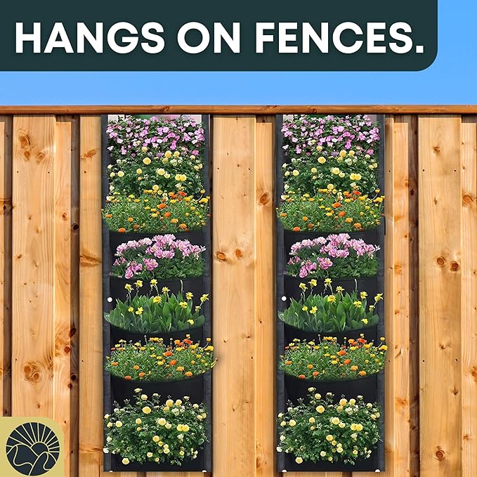 SunVara Fence Planters Wall Planters for Outdoors Plants Vertical Planter Balcony Planter Vertical Garden Wall Pocket Planter Outdoor Wall Planter Fence Garden Planter Vertical Wall Garden