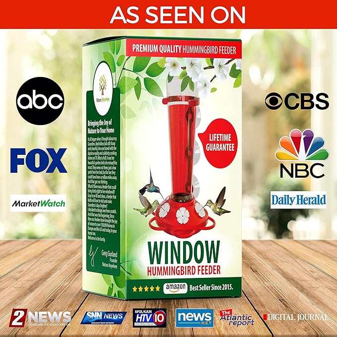 Large Leak Proof Window Hummingbird Feeders for Outdoors Hanging - Wasp and Bee Proof - Window Hummingbird Feeder for Outdoor - Window Mount