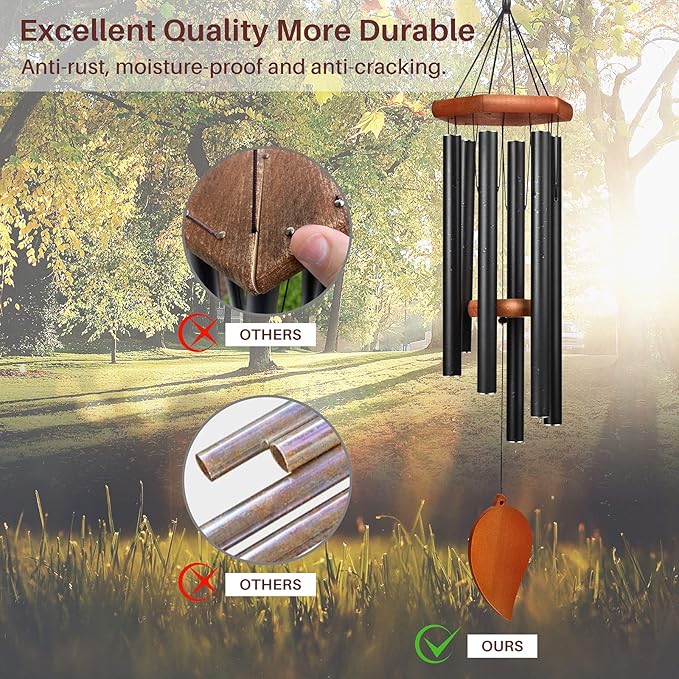38" Sympathy Wind Chimes for Outside Deep Tone, Memorial Loss of a Loved, Large Wind Chimes with 6 Thicken Tubes & Hook, Outdoor Souvenir Mother, Garden Decor